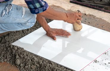 Installation floor tile in the building
